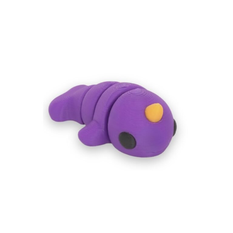 Mini Articulated Baby Narwhal 3D Printed Flexi Fidget Toy – Purple & Orange Cute Ocean Animal Desk Buddy