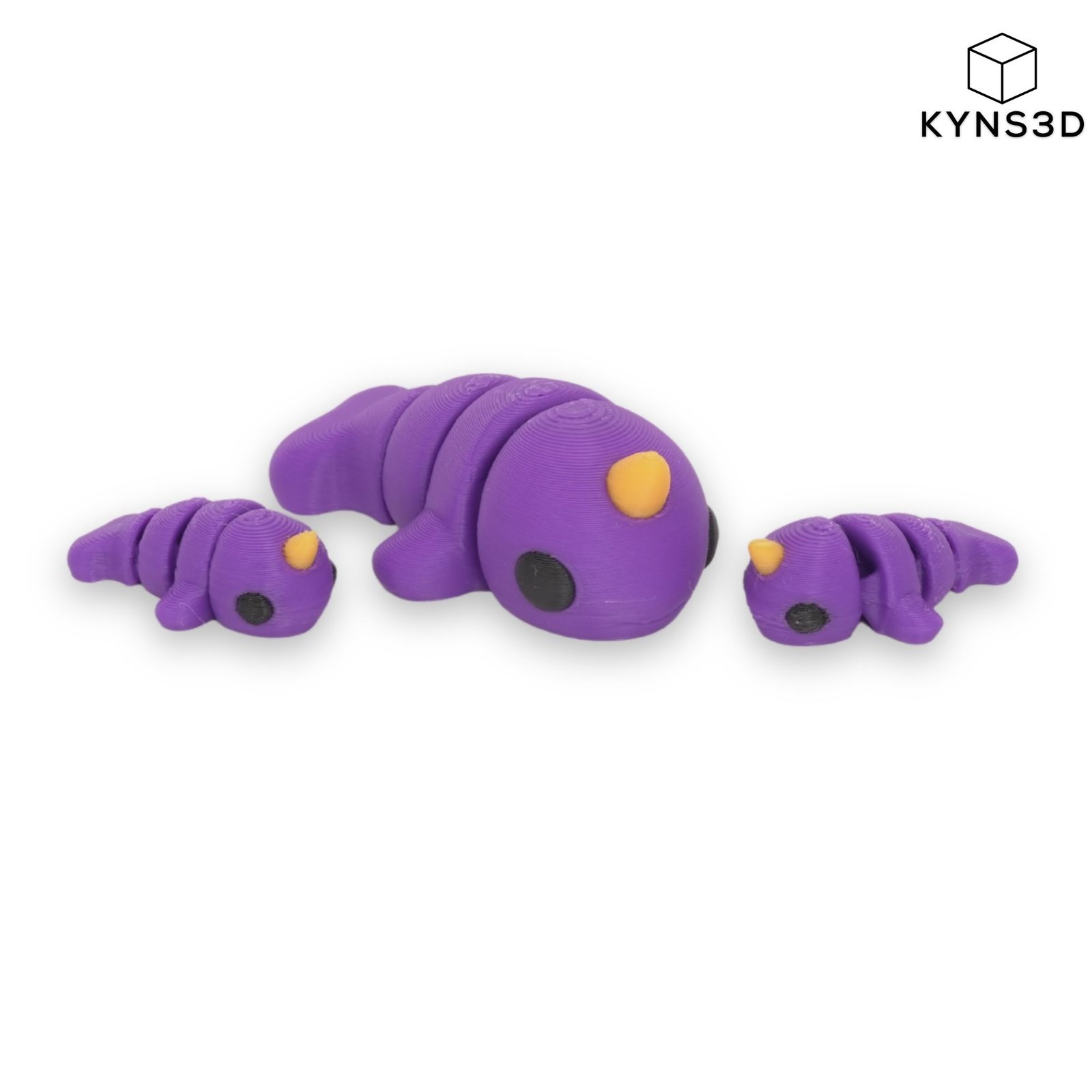 Mini Articulated Baby Narwhal 3D Printed Flexi Fidget Toy – Purple & Orange Cute Ocean Animal Desk Buddy - Image 3