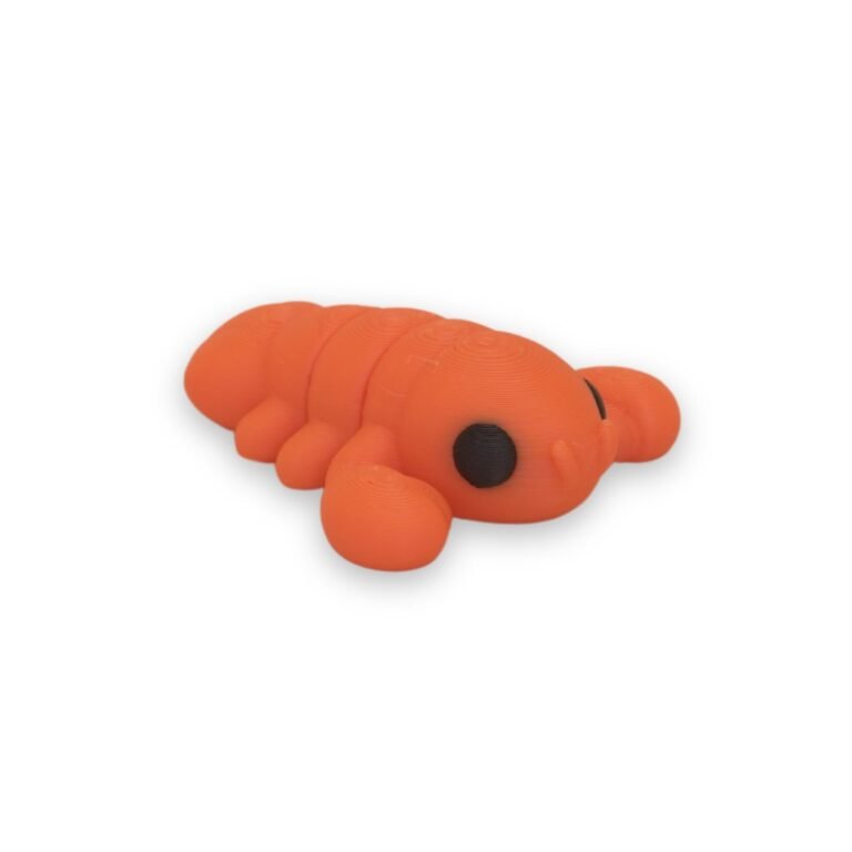 Mini Articulated Baby Lobster 3D Printed Flexi Fidget Toy – Cute Orange Animal Desk Buddy & Sensory Gift