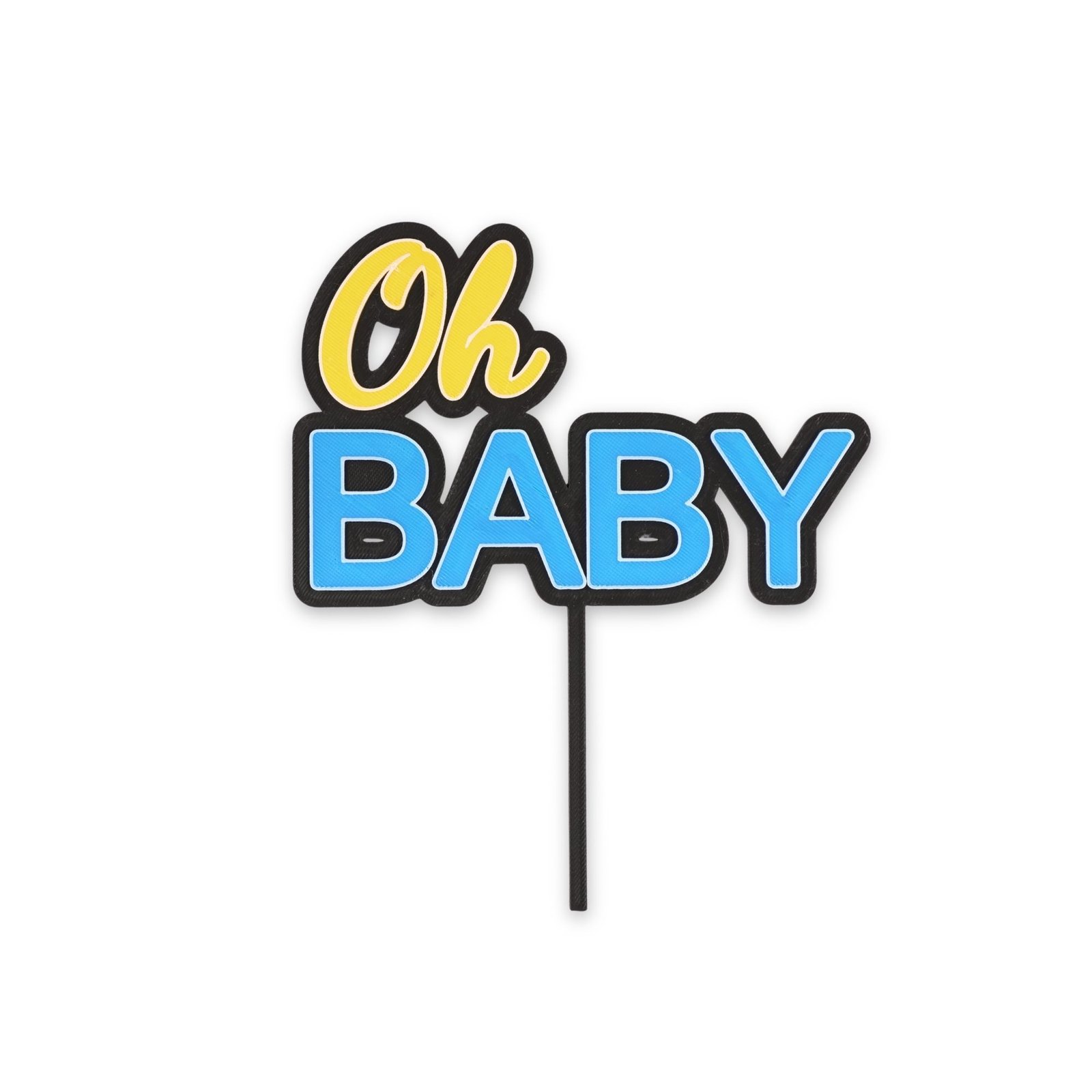 Personalised Oh Baby Cake Topper – 3D Printed Baby Shower & Gender Reveal Decoration