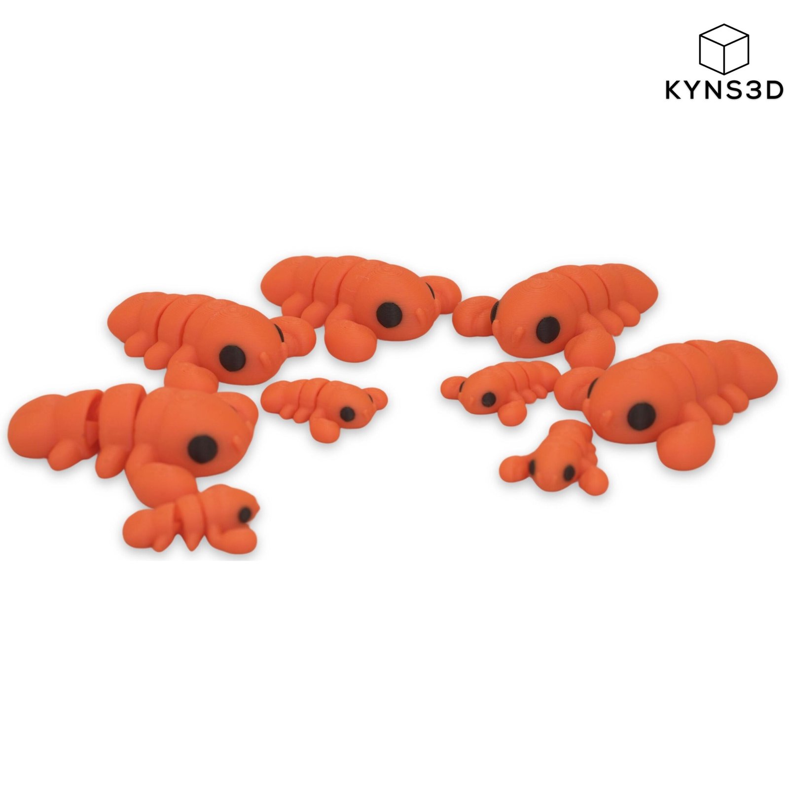 Mini Articulated Baby Lobster 3D Printed Flexi Fidget Toy – Cute Orange Animal Desk Buddy & Sensory Gift - Image 2