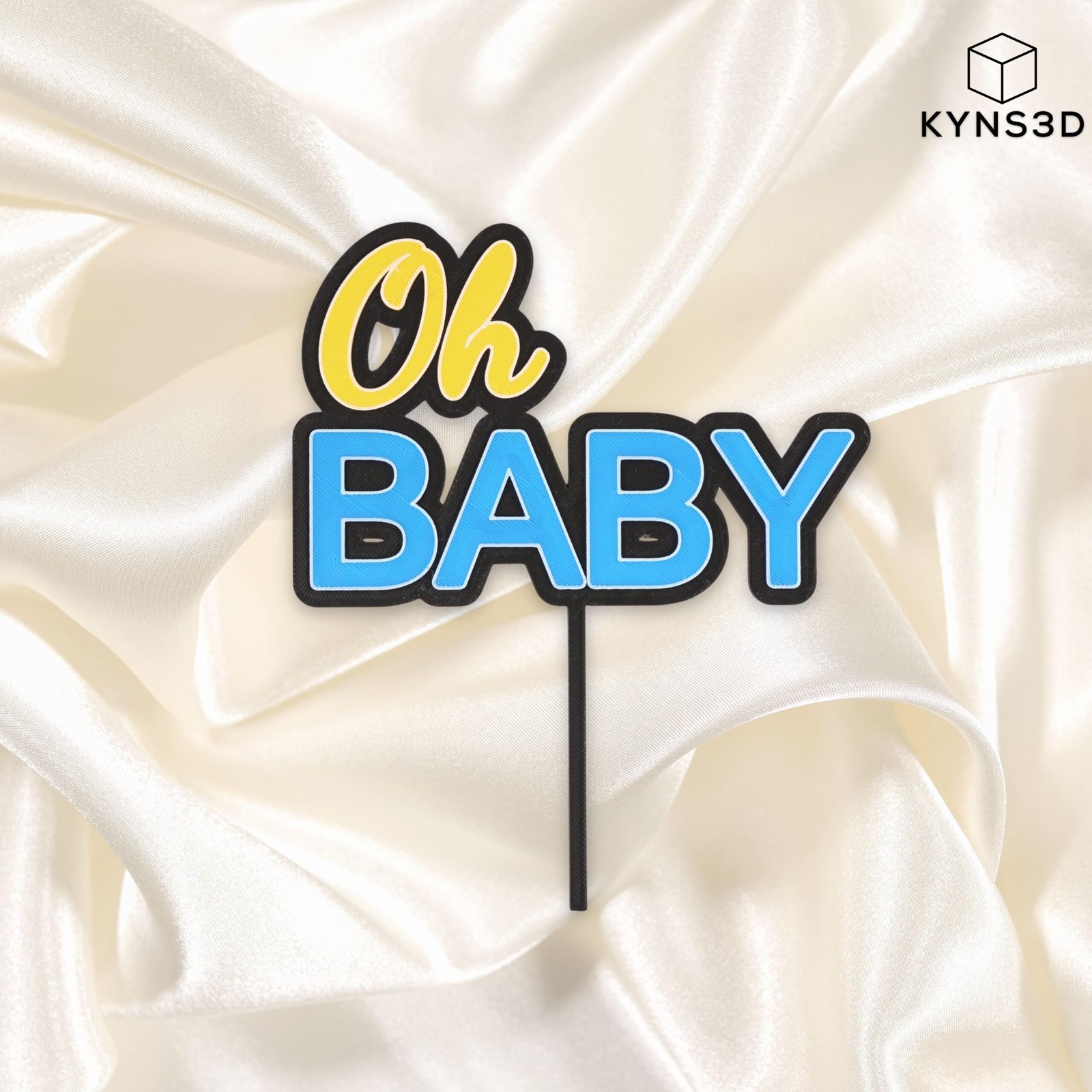 Personalised Oh Baby Cake Topper – 3D Printed Baby Shower & Gender Reveal Decoration - Image 4