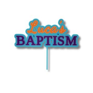 3D Printed Personalised Baptism Cake Topper — Custom Name & Colour
