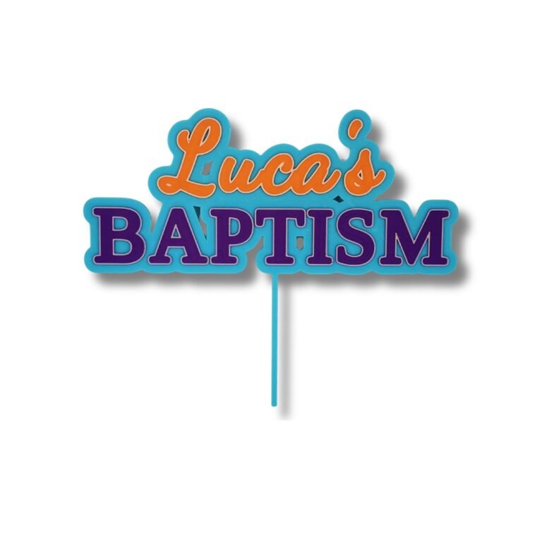 3D Printed Personalised Baptism Cake Topper — Custom Name & Colour