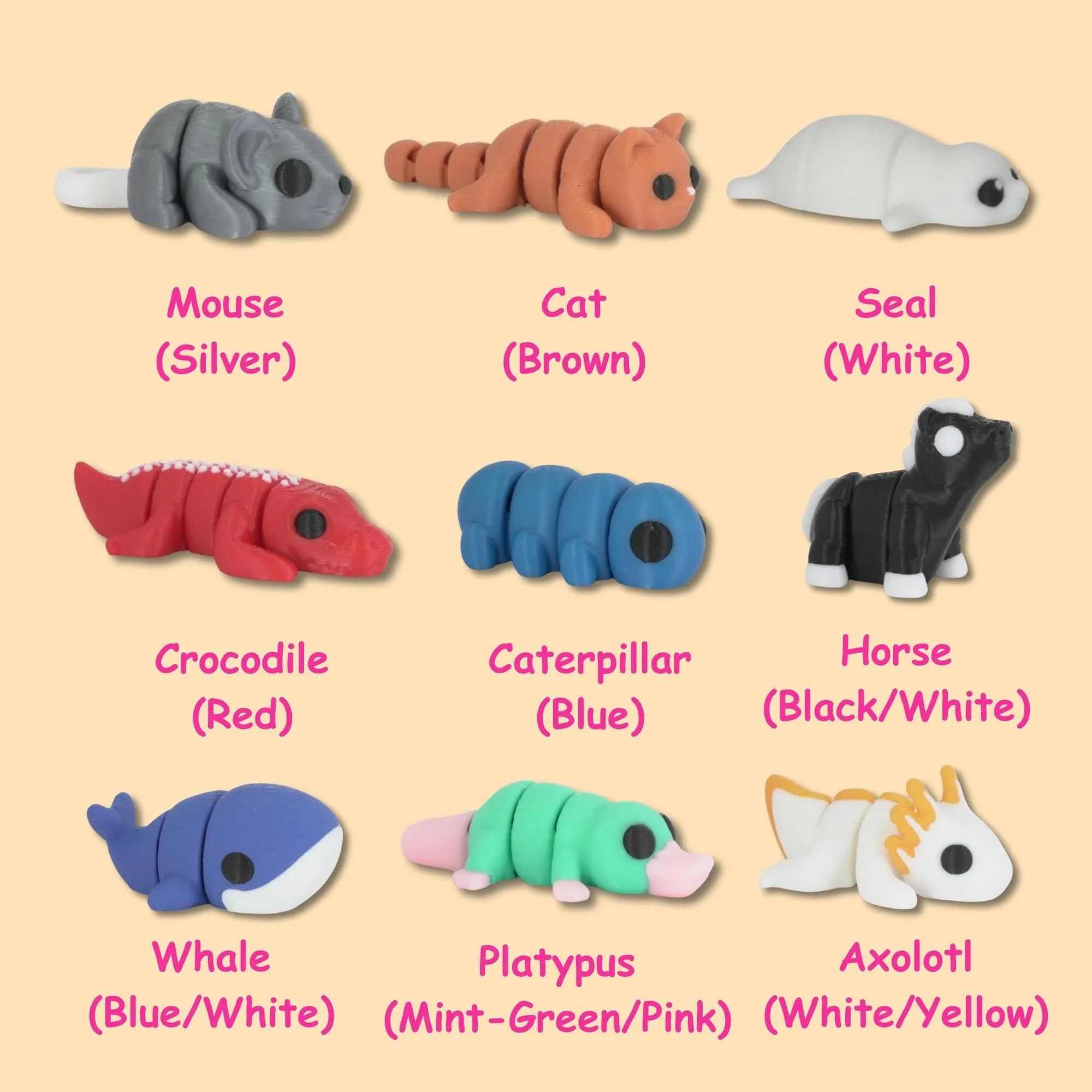 3D Printed Mini Flexi Animals Articulated Fidget Toy Anti-Stress Stimming Sensory Desk Pet - Image 4