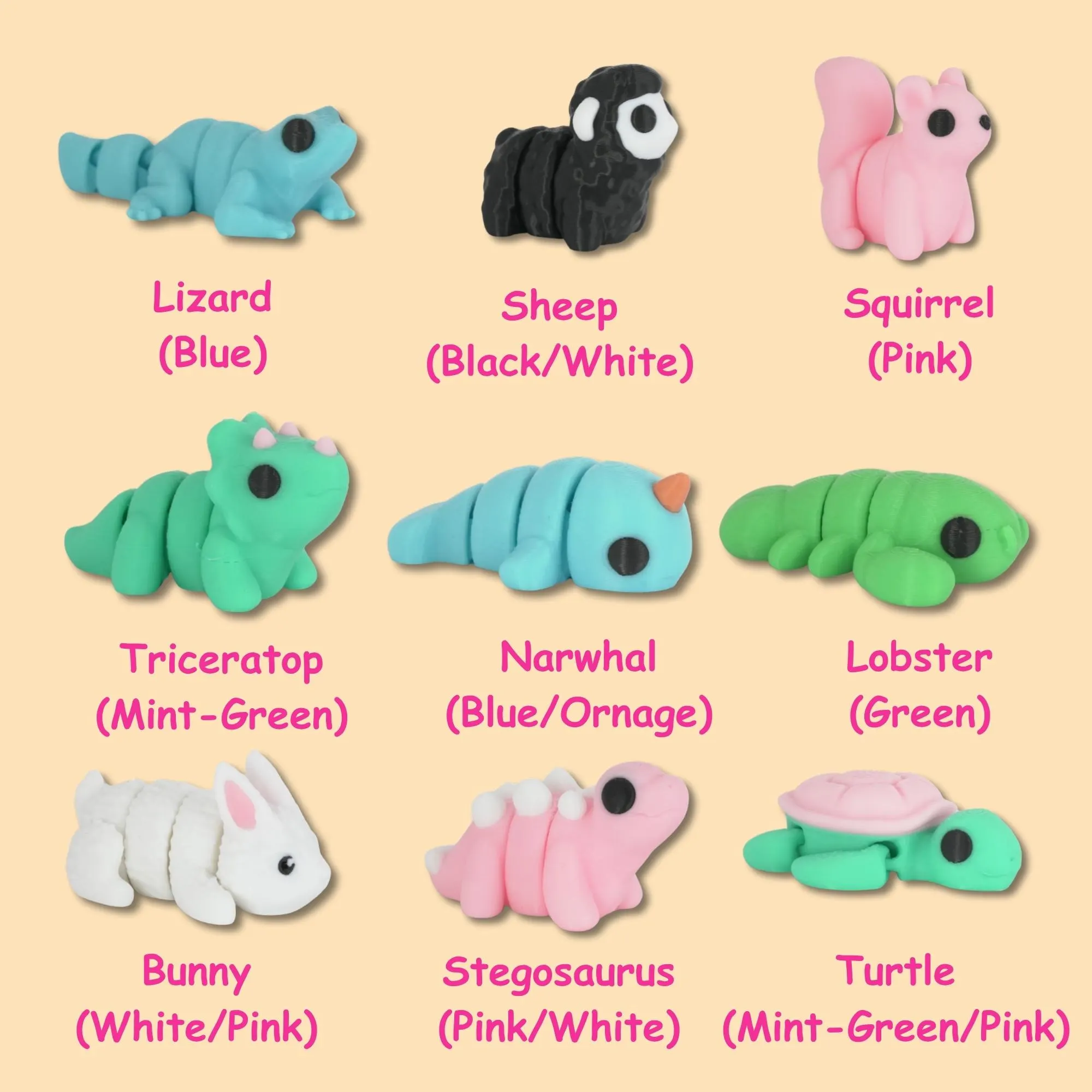 3D Printed Mini Flexi Animals Articulated Fidget Toy Anti-Stress Stimming Sensory Desk Pet - Image 3