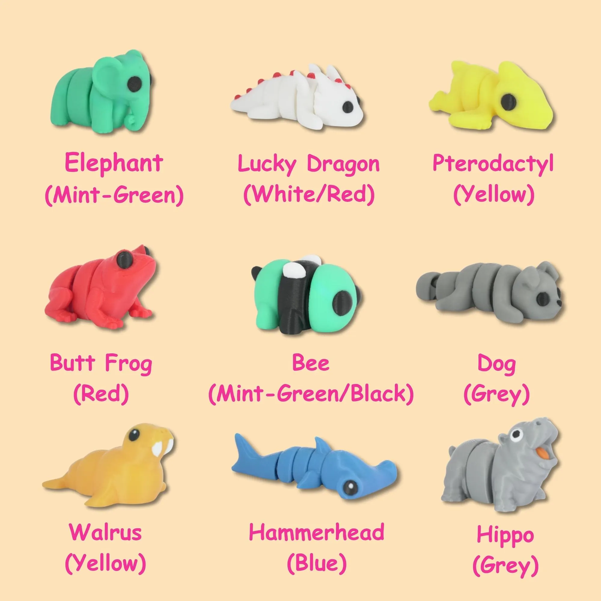 3D Printed Mini Flexi Animals Articulated Fidget Toy Anti-Stress Stimming Sensory Desk Pet - Image 2