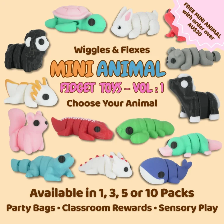 3D Printed Mini Flexi Animals Articulated Fidget Toy Anti-Stress Stimming Sensory Desk Pet